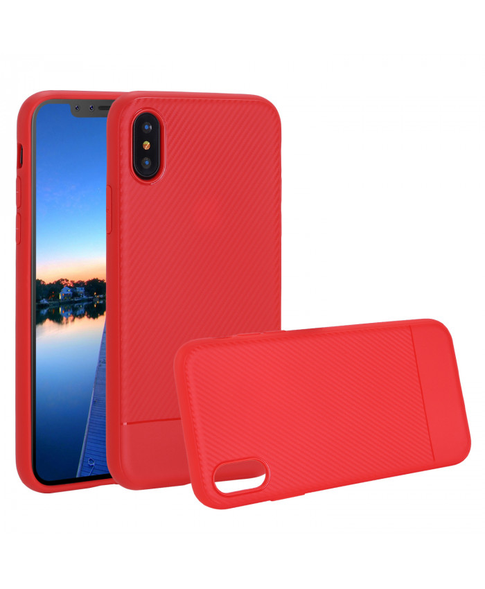 TOROTON iPhone X Case,Ultra Slim TPU Shockproof Case Cover with Carbon Fiber Soft Flexible Protective Shell Cover for New iPhone X (A1865 A1901) -Red